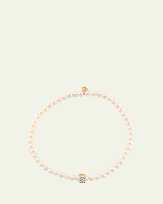 Freshwater Pearl Bead Bracelet with Eternity Heart Rondelle